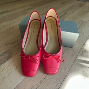 NWOT women’s red leather ballet flats, size 8
